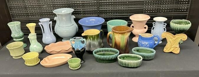 (23) pcs. Assorted older art pottery, good lot for dealer to sort out, a hairline here or there, all (1 of 7)