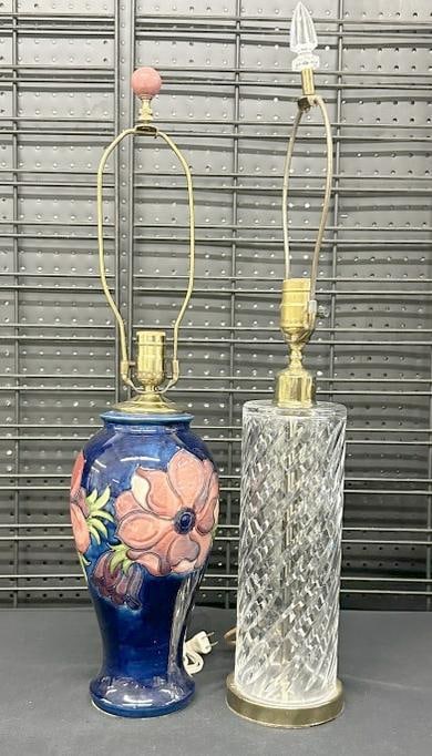 (2) table lamps including WATERFORD & Art Pottery base lamp, no shades, from local estate, very nice (1 of 4)