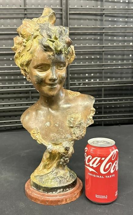 Pedro Ramon Jose Rigual (1863 - 1917)  bronze bust of woman, worn patina, on marble base, signed, (1 of 6)