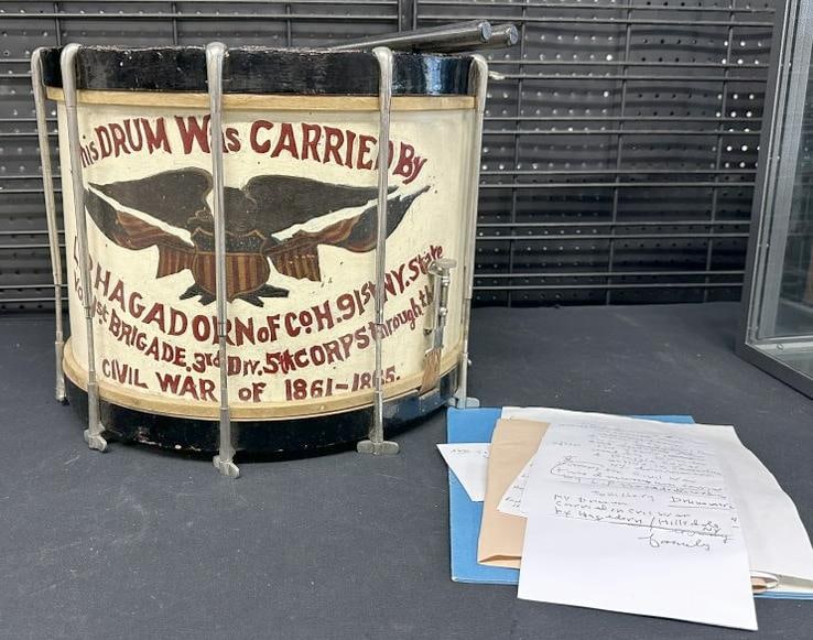 CIVIL WAR era drum, restored and repainted over the years, includes documentation on who played it, (1 of 8)