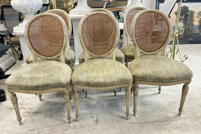 (6) wonderful decorative caned back carved dining chairs, in very nice estate condition, have been (1 of 6)