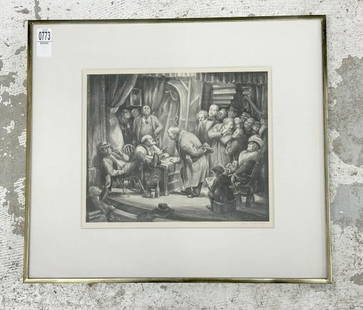 Don Freeman (1908 - 1978) signed lithograph titled ( CASTING FOR CHARACTERS ) 1934, signed in pencil: Don Freeman (1908 - 1978) signed lithograph titled ( CASTING FOR CHARACTERS ) 1934, signed in pencil lower right. In quality custom brass frame, nice condition. Lithograph measures 10.5" x 12.5", the