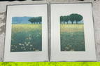 (2) signed illegibly landscape engravings, both in matching quality custom frame. Both Limited