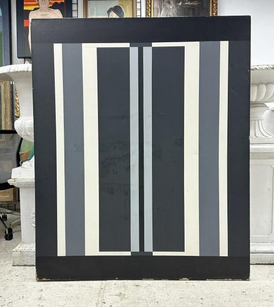 Francis Michael Celentano (Born 1928) large geometric o/c painting, label on back as pictured, (1 of 6)