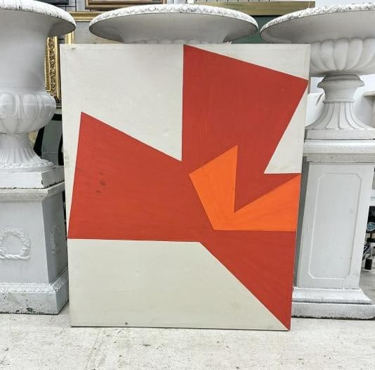 John Friel (1938-1971)  Mid Century abstract with geometric lines, signed on back and dated 1965, (1 of 6)