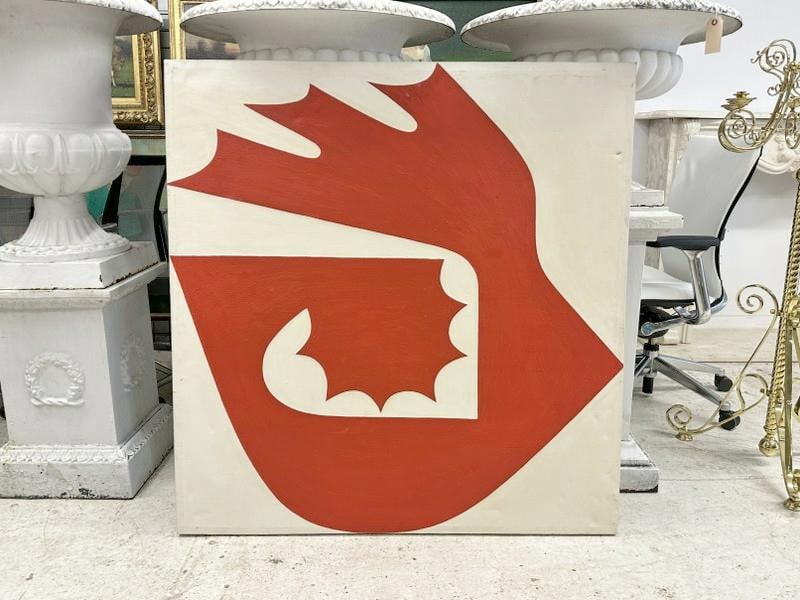 John Friel (1938-1971) red & white o/c abstract shape, signed on back and dated 1965. ( painting has (1 of 5)