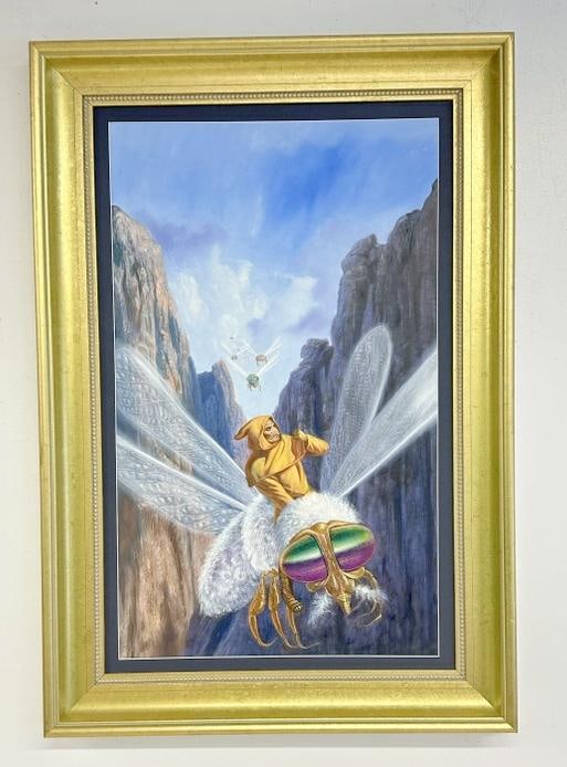 Kevin Eugene Johnson (Born 1954) original o/b Sci Fi illustration, in nice contemporary gilt frame. (1 of 2)
