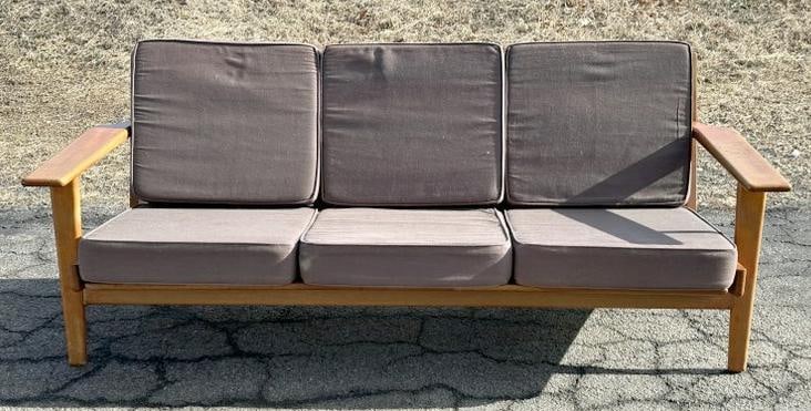 Hans J. Wegner for GETAMA GE 290 sofa, has brown cushions, structurally sound, from fine home in (1 of 9)
