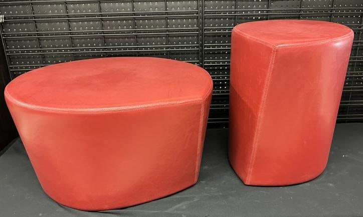 (2) BRAYTON red ottomans, nice overall condition, ( never used ? ),  measure 30" wide x 16" high and (1 of 2)