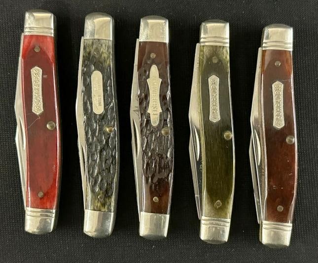 (5) SCHRADE vintage folding pocket knives, from Hudson Valley estate we are selling. Includes (1 of 3)