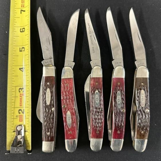 (5) CASE pocket knives, in good found estate condition, all intact, taken care of - includes MUSKRAT (1 of 3)