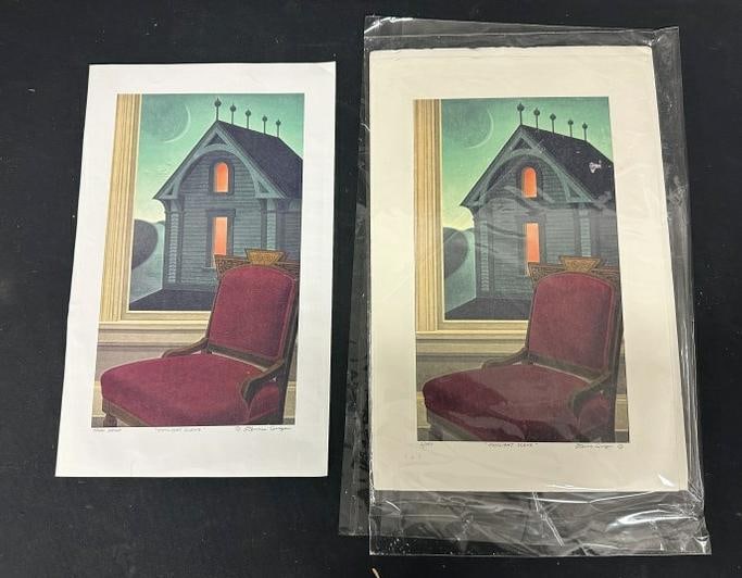 (2) DENNIS CORRIGAN signed prints titled ( TWILIGHT SCENE ), one is a Trial Proof, other is numbered (1 of 2)