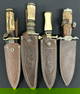 (4) nice larger custom fixed blade knives, with leather sheaths, from local estate in Hudson Valley.