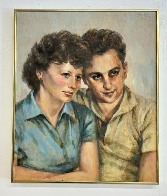 Circa 1950's o/c portrait of Artist Roland Partos & his Wife Helen, Artist signed upper right ( STEF (1 of 4)