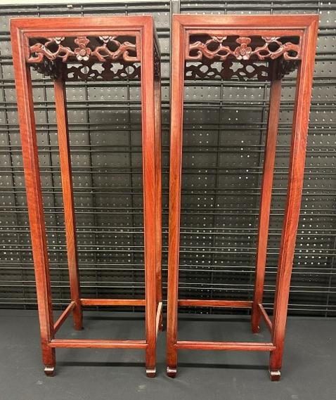 Pair Chinese carved stands, nice condition, structurally sound, good finish, they measure 36" high (1 of 3)