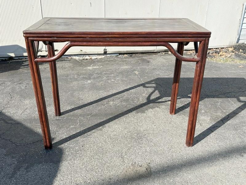Chinese table, hardwood, original finish, some wear to finish, measures 43" wide x 21" deep x 33" (1 of 3)