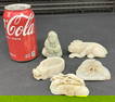 (5) jade or hard stone figures, nice overall condition, to show scale the bull measures 4" front to
