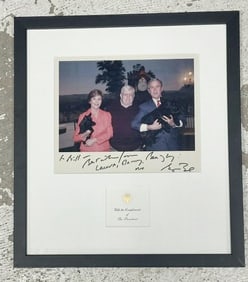 Signed George & Laura Bush photograph with Bill Berry and the (2) Scottish Terriers purchased from