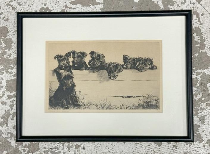 Morgan Dennis (1892 - 1960) signed etching titled ( Sextette from Bonny ), signed lower right and: Morgan Dennis (1892 - 1960) signed etching titled ( Sextette from Bonny ), signed lower right and numbered 95 of 110. In very nice condition, etching measures 7.5" x 11.5", the frame measures 12.5" x