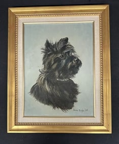 Joan Engle o/c portrait of a Scotty, signed and dated 1969, in very nice condition, the painting