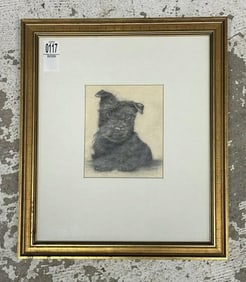 Marion Needham Krupp signed pencil drawing of a baby Scotty, signed and dated 1990. On back is