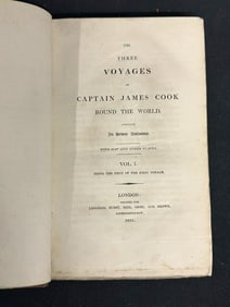 Volume 1 (1821 ) THE THREE VOYAGES OF CAPTAIN JAMES COOK ROUND THE WORLD. Good overall condition,