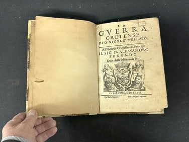 (1647 ) ( LA GUERRA CRETENSE ), DI D. NICOLO VELLAIO, Bologna 1647, torn page before title page,
