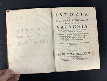 (1718 ) ISTORIA DELLE MODERNE RIVOLUZIONI DELLA VALACHIA. ( IN VENEZIA 1718 ), fold out map intact,
