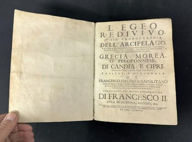 (1688 ) L' EGEO REDIVIVO O SIA CHOROGRAPHIA DELL ARCIPELAGO, some wear to boards, inside intact,