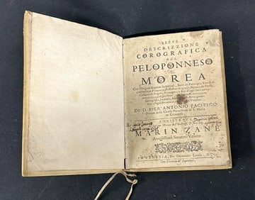 (1700 ) BREVE DESCRIZZIONE COROGRAFICA DEL PELOPONNES MOREA, boards and spine intact, has foxing,