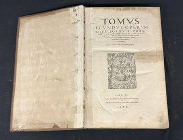 (Published 1570 ) TOMUS SECUNDUS OPERUM DIVI IOANNIS CHRYSOSTOMI, leather boards and spine intact,