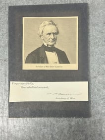 Simon Cameron ( Secretary of War ), cut signature...From estate in Scranton, Pa. of a Civil War