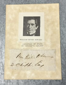 William Henry Seward cut signature, Secretary of State in Lincoln's Cabinet…..From estate in