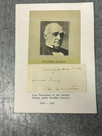 Hannibal Hamlin autograph, dated Dec. 15, 1866. Vice President of the United States under Abraham