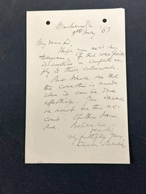 Charles Sumner signed one page letter dated May 5, 1863. From estate in Ulster County, New York.