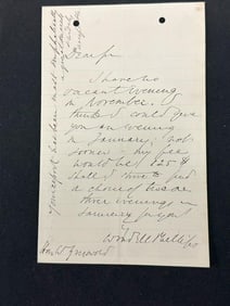 Wendell Phillips signed letter from October, 1869. About trying to set up an appointment, and his