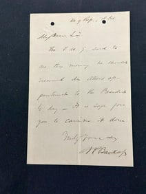 Nathaniel P. Banks signed one page letter, dated Feb. 1, 1859. In which he was Governor of