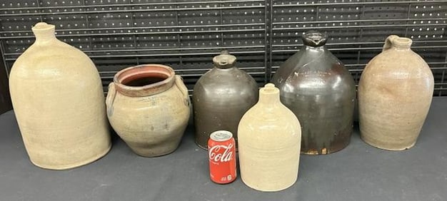 (8) pcs. Stoneware, some with more chips and hairlines than others, just as we found them in Hudson