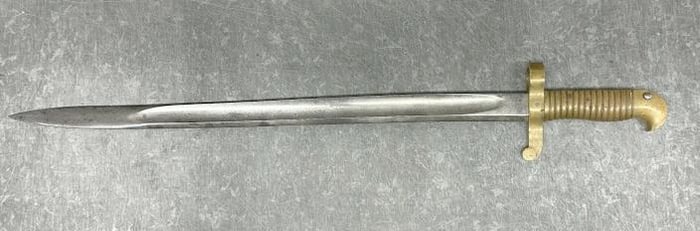 Civil War era bayonet, with brass handle, ( has part of sheath ), bayonet has BM marking and a L &