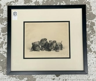 Morgan Dennis (1892 - 1960) etching of (3) Scotty pups titled ( WYNKEM BLYKEM and NOD ), in fine