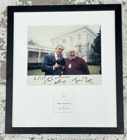 President George Bush signed photograph with Bill Berry and the Scottish Terrier pup he delivered to