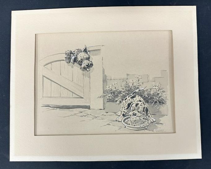 Morgan Dennis (1892 - 1960) original illustration drawing ( gouache - watercolor ), signed lower: Morgan Dennis (1892 - 1960) original illustration drawing ( gouache - watercolor ), signed lower right, illustration measures 9" x 11.5", the frame measures 14" x 17", nice overall condition. From the