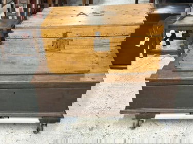 (2) older wood storage boxes, one with AS on top, other is walnut, both intact, from estate in Hyde