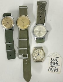 (4) vintage Men's wrist watches from local estate, just as we found them. Includes ( HAMILTON,