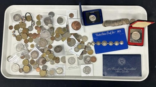 Estate lot misc. coins, Canada, US pennies, and other foreign countries, just as we found them