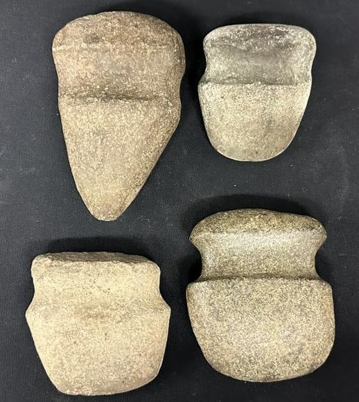 (4) Native American stone axe heads, used for grinding or splitting, just as we found them in: (4) Native American stone axe heads, used for grinding or splitting, just as we found them in Dutchess County, N.Y. estate. Largest is approx. 5".