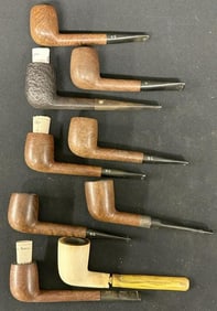 (9) misc. estate smoking pipes ( all in good condition except the white one, has chip as pictured )-