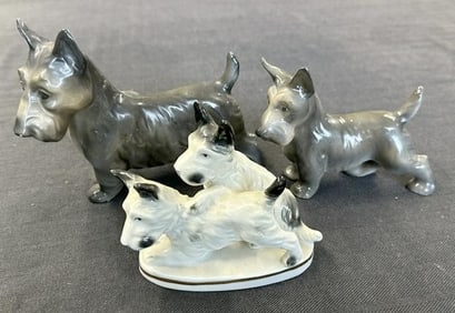 (3) ERPHILLA (Germany ) Scottish Terrier figurines, good overall condition, all signed on bases. To