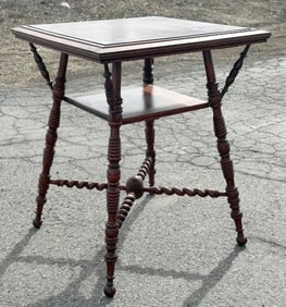 Circa 1910 cherry twist leg stand, structurally sound, nice overall condition. Measures 23.5" x