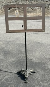 Nice older adjustable music stand, cast iron base, with oak top, nice overall condition. As you see